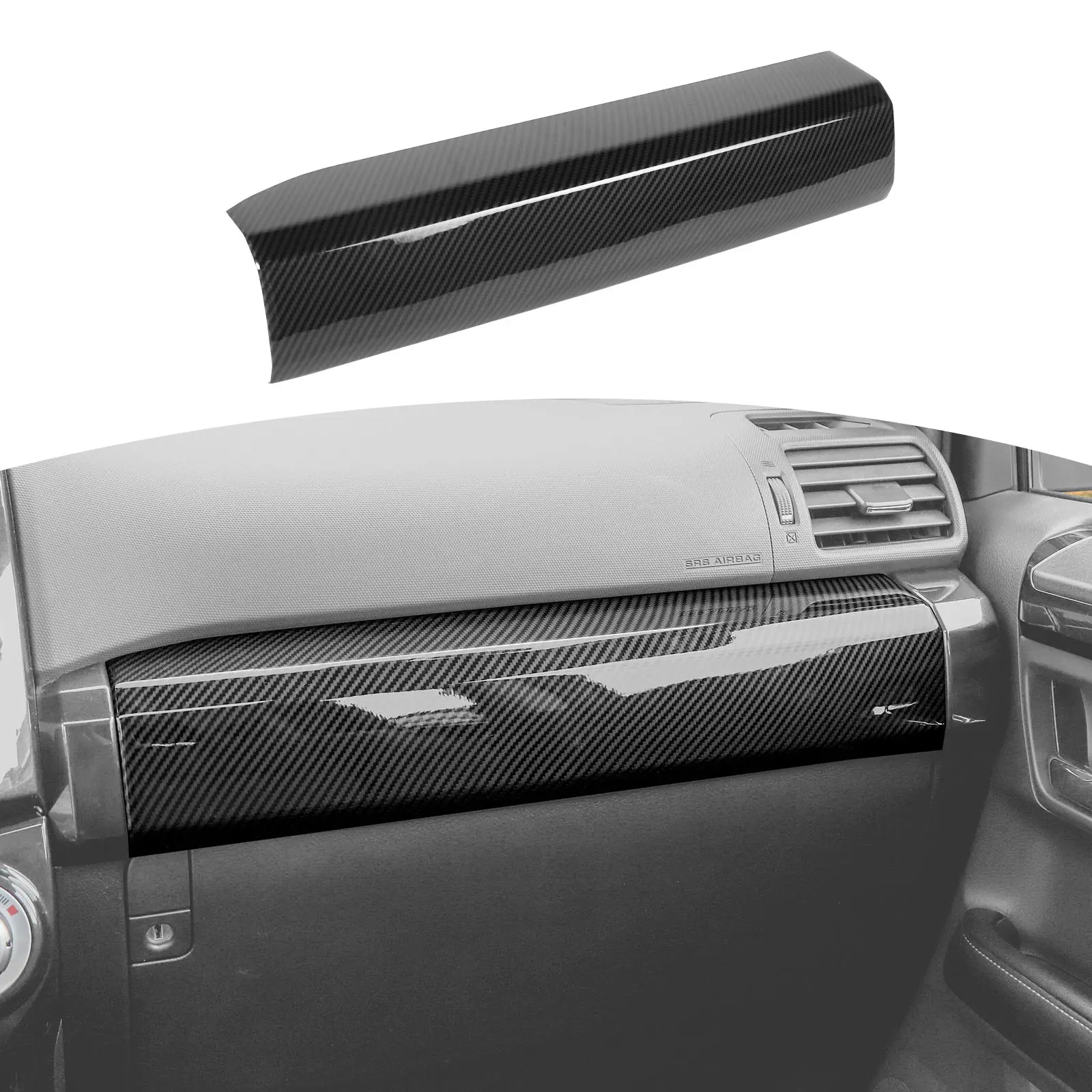Co-Pilot Passenger Side Dash Decor Trim Cover Car Interior Kit for 2010-2023 4Runner, Auto Interior Accessories, ABS Premium Materials, Red Carbon Fiber-Matte Black Precision Design, Car Dashboard Decor, Car Accessory