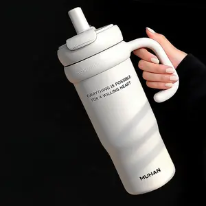 New Large Capacity Big Mac Insulated Straw Water Bottle with Stainless Steel Liner, Ice King Cup