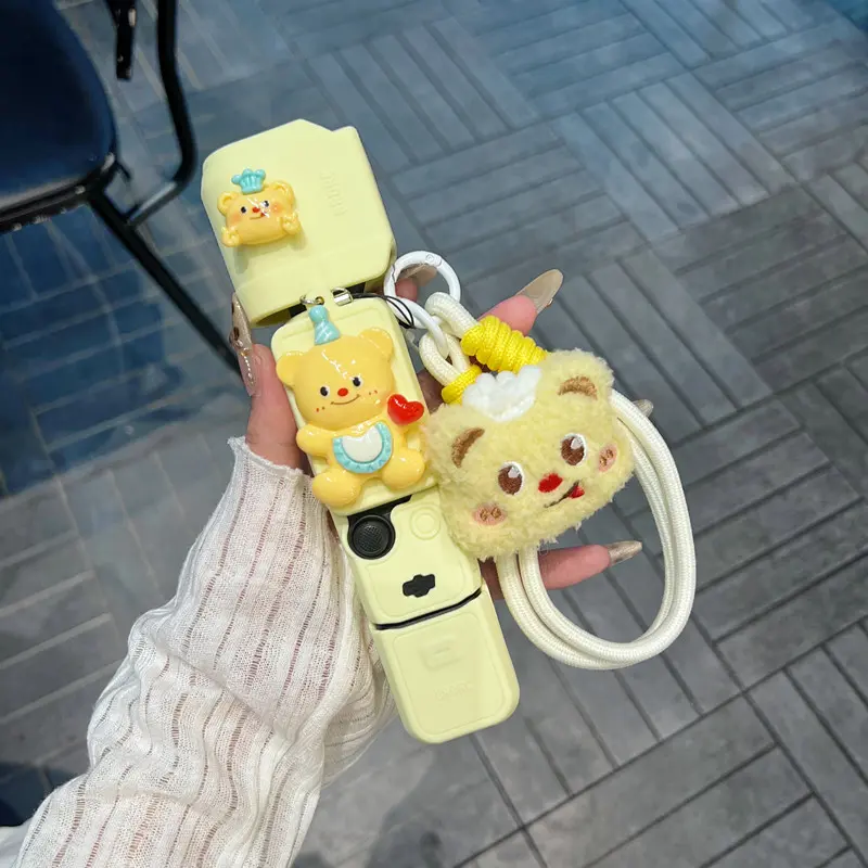 Luxury Cute Cartoon Cream Bear Silicone Camera Case, Durable Protective Cover for Dji Pocket3, Essential Accessory for Photography Enthusiasts