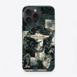 Dark Academia Medusa Phone Case | Goth Grunge Aesthetic Cover, Edgy Snake Collage Case | Dark Mythological Art Phone Cover, Compatible with iPhone 11 12 13 14 15 16 17 Air Series, Slim Shockproof Protective Case, Gift for him
