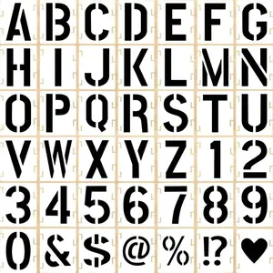 1 Inch 42 count  Letter Number Symbol Stencils, Plastic Painting Templates for  Wall Fabric Rock Chalkboard Signage School Door Porch DIY Art Craft Decoration Projects