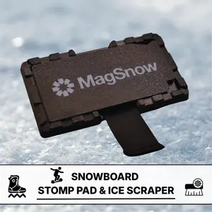 MagSnow: Stomp Pad & Scraper w/ Magnetic Lock System. Magnetic Scraper, High Traction Grip, Works With Any Snowboard