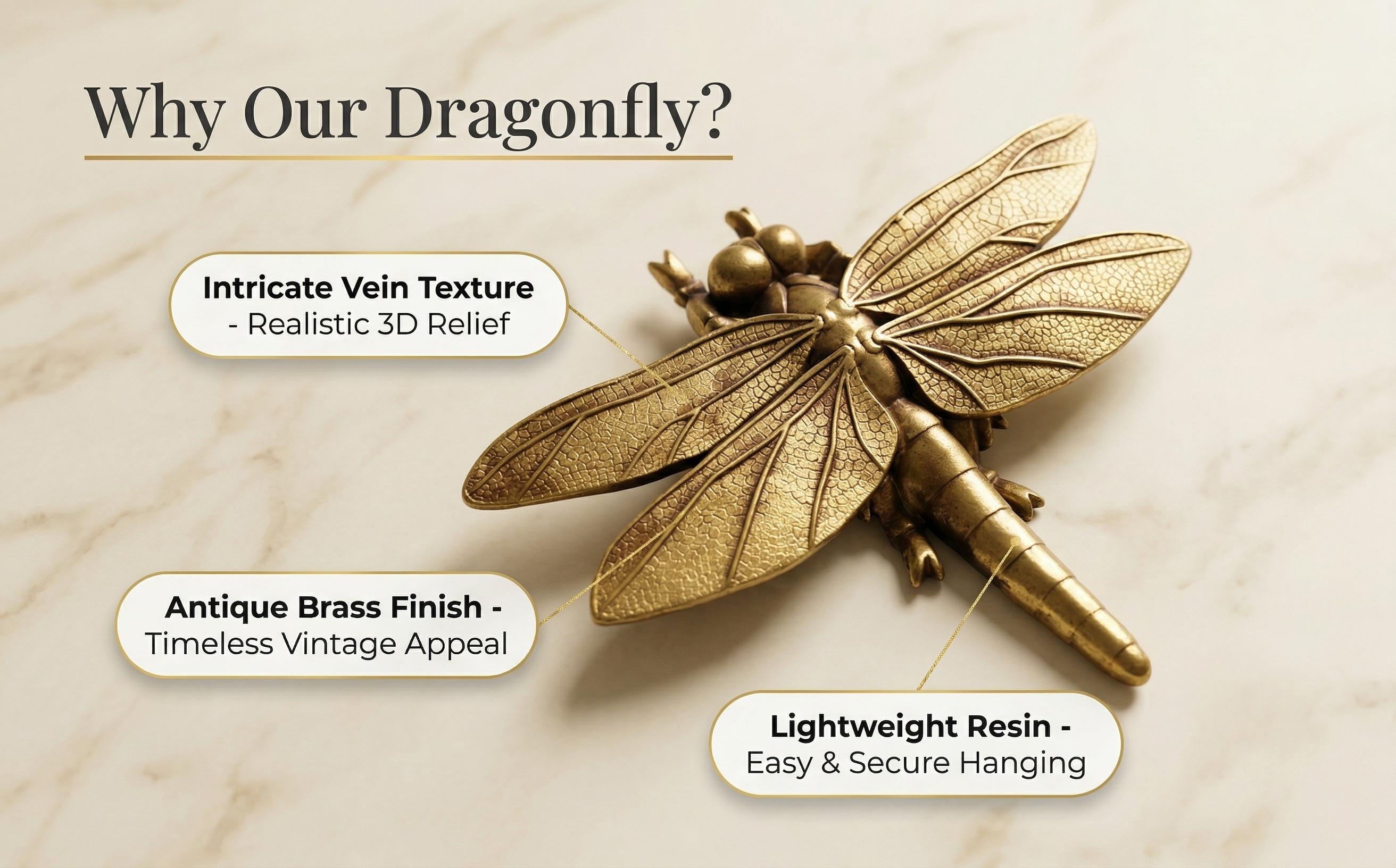 Elegant gold dragonfly wall-mounted statue, 1 piece creative interior design accent, artwork decor for modern apartment living space, insect-themed nursery wall art, chic entryway ornament, housewarming gift idea