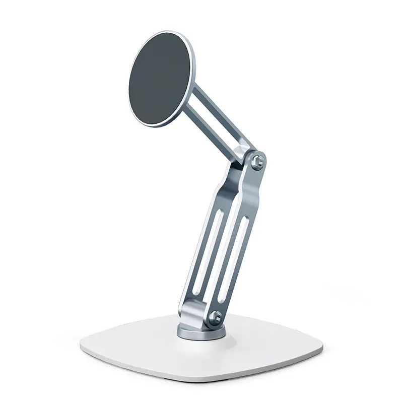 UGIFT Mobile Phone iPad Tablet Stand Magnetic Adjustable Height and Angle Foldable Desk Phone Stand Taller iPhone Holder Compatible with 4.7"-13" Smartphones iPad Tablet Silver Gray