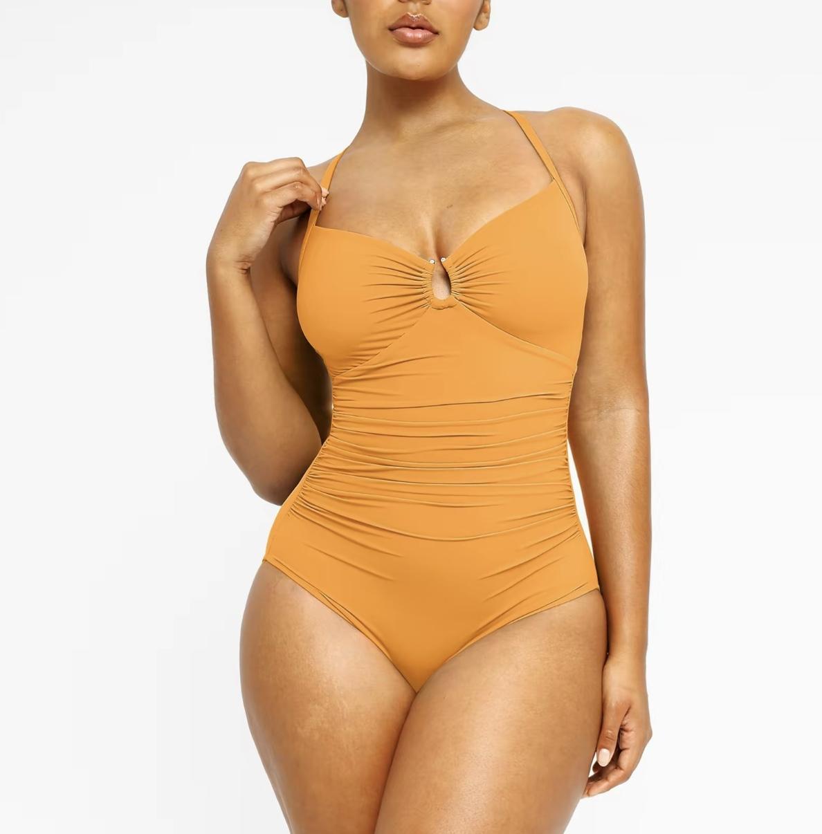 Women's Smart Sculpt Shaping Swimsuit U-Ring Cut Out Slimming Swimwear One Piece Tummy Tucking Bathing Suit
