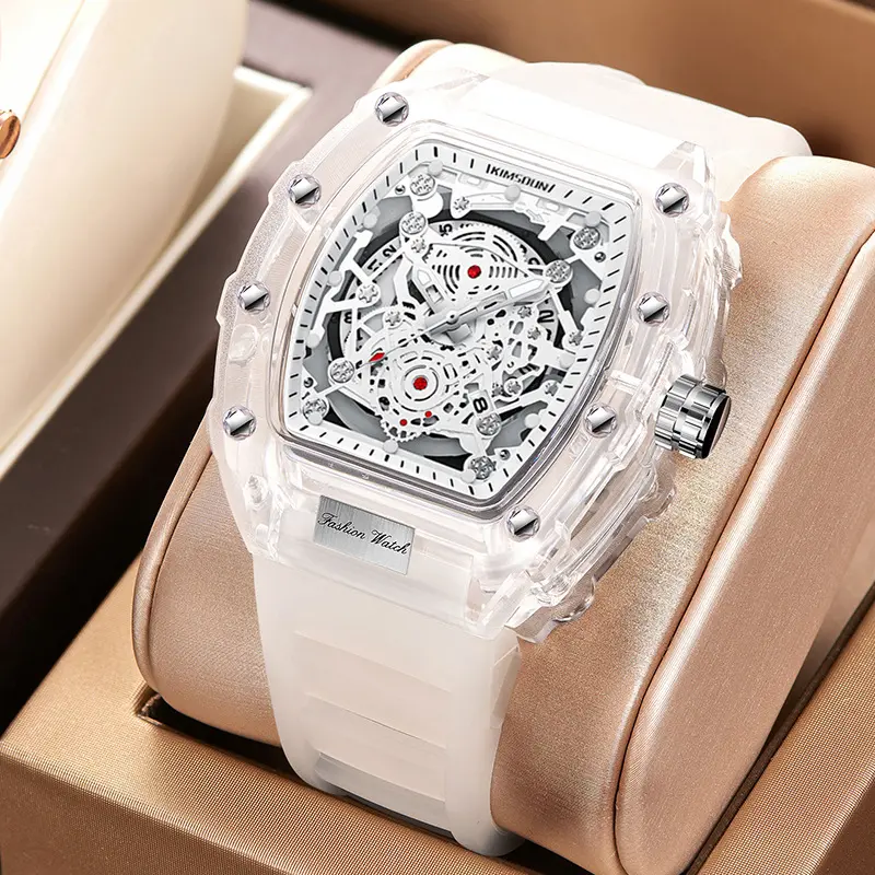Unisex Watch Personality Barrel-Shaped Quartz Watch Fashion Transparent Men's Watch Waterproof Wristwatch