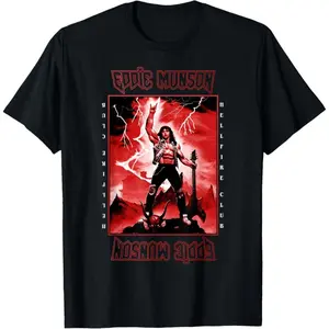 Stranger Things 5 Eddie Munson Lightning Guitar Power T-Shirt – Iconic Metal Graphic Tee for Fans