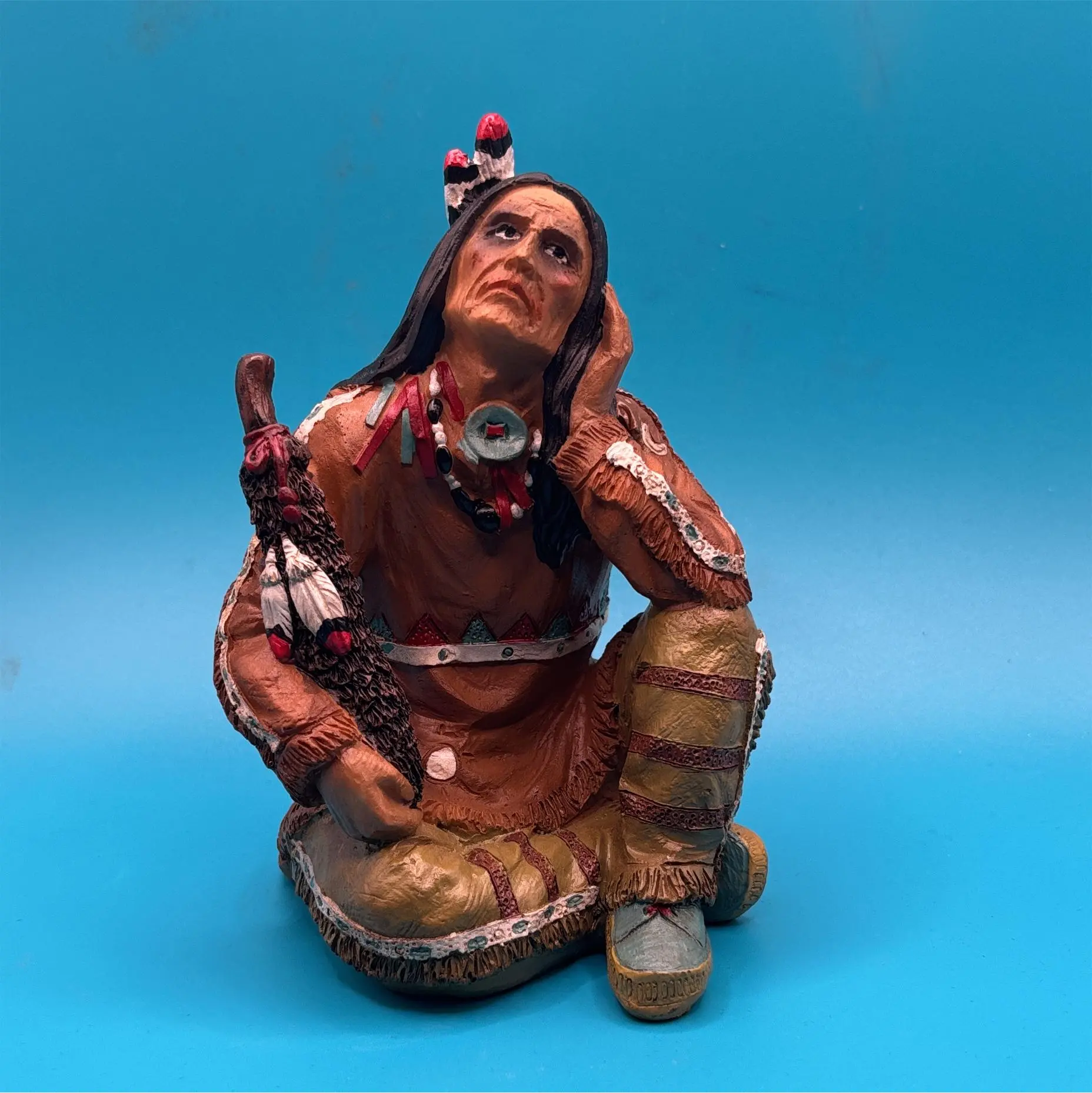 6-inch Indian Chief Sitting Statue, Home Decor, Room Decor, Authentic Look Entertainment Collectibles Accessory