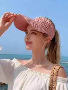 Women's Solid Color Pleated Baseball Cap, Spring & Fall Multifunctional Knit Sports Hat, Casual Vintage Street Style, Breathable Sun Protection