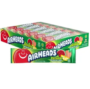Airheads SOUR Candy Bars, Sour Watermelon Punch Flavored, Bulk, Concessions, Parties, Pack of 36 Bars.