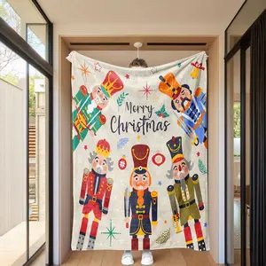 Soft Flannel Nutcracker Blanket, Christmas Decor Elements, Nap & Air Conditioning Throw, Camping Travel Car Use, Office Home Decoration Gift