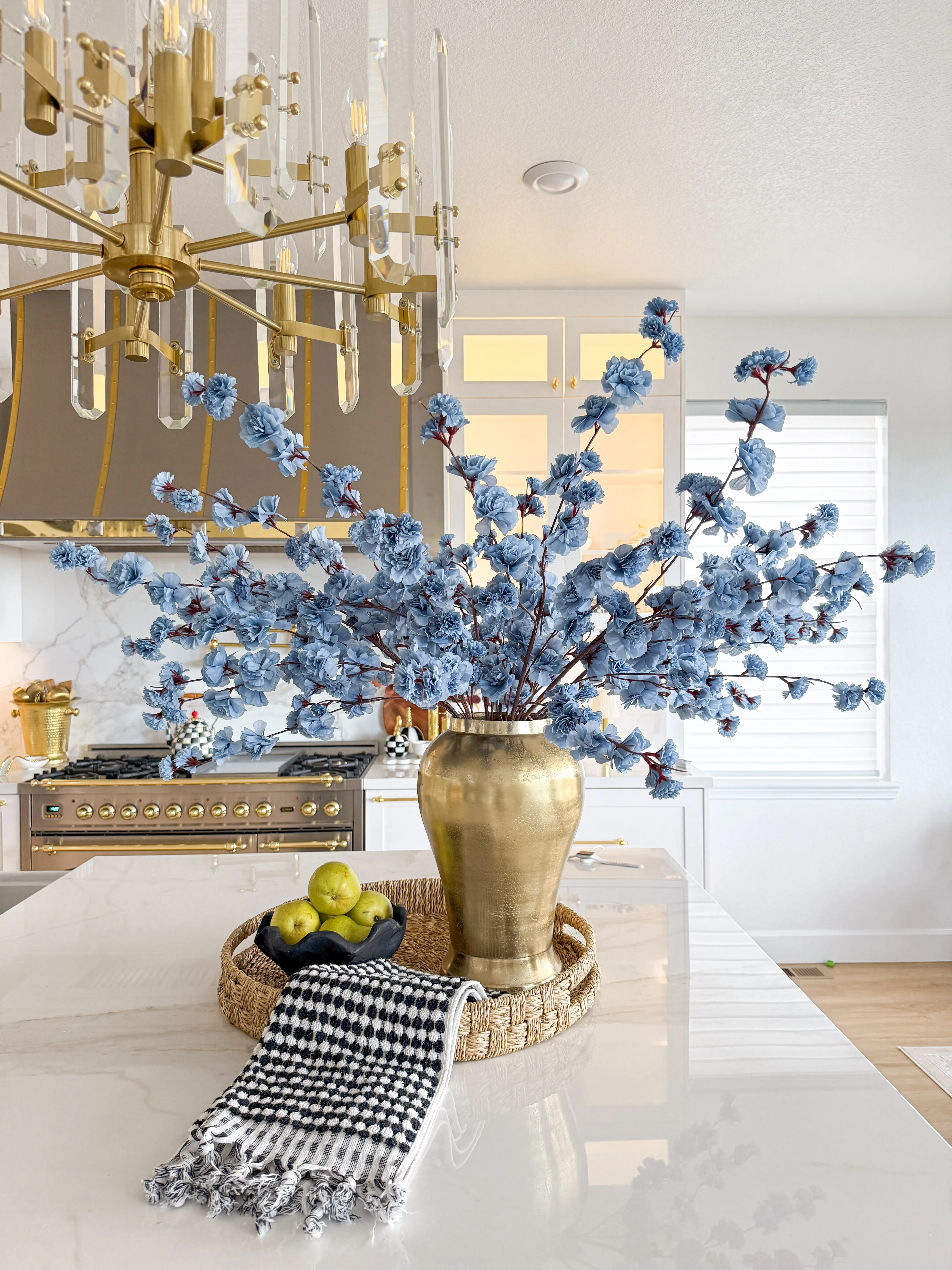 Faux Blue Cherry Blossom Stem (Pack of 3 Stems)