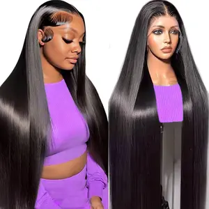 Obde Hair 13x6 Natural Black Bone Straight Lace Front Wig 20-38 Inch Lace Front Human Hair Wigs Brazilian Hair Lace wigs Human Hair  For Women
