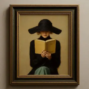 Moody Dark Academia Poster, Vintage Victorian Woman Reading Book Print, Wall Art Home Decor, Unframed F