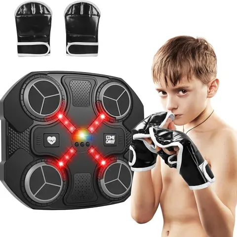 Unisex Interactive Smart Bluetooth 5.3 Boxing Machine with Gloves, Advanced Electronic Sensors, Hand Protection, High-Quality Material Wall-Mount Trainer, Electronic Target for Home Gym Combat Sports (Adults and Kids, Interactive Sounds)