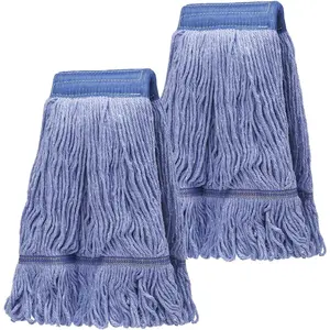 2 Pack Mop  Replacement, Cleaning Heavy Duty Mop  Commercial Replacement, Wet Industrial Blue  Looped End String  Refills, Heavy Mop Replace , for General and Floor Cleaning