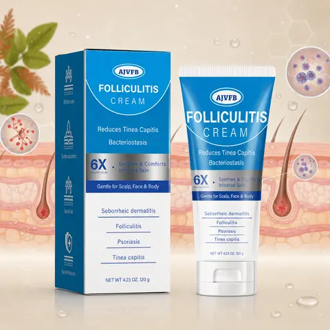 AJVFB Plant-Based Folliculitis Cream - Organic Botanical Extracts Hair Treatment for Adults, Lightweight Mild Daily Anti-Dandruff Scalp Care, Fast Soothing, Hydrate, Alcohol-Free, Chemical-Free, Damaged Scalp Support, Eases Burning & Itching, 120g