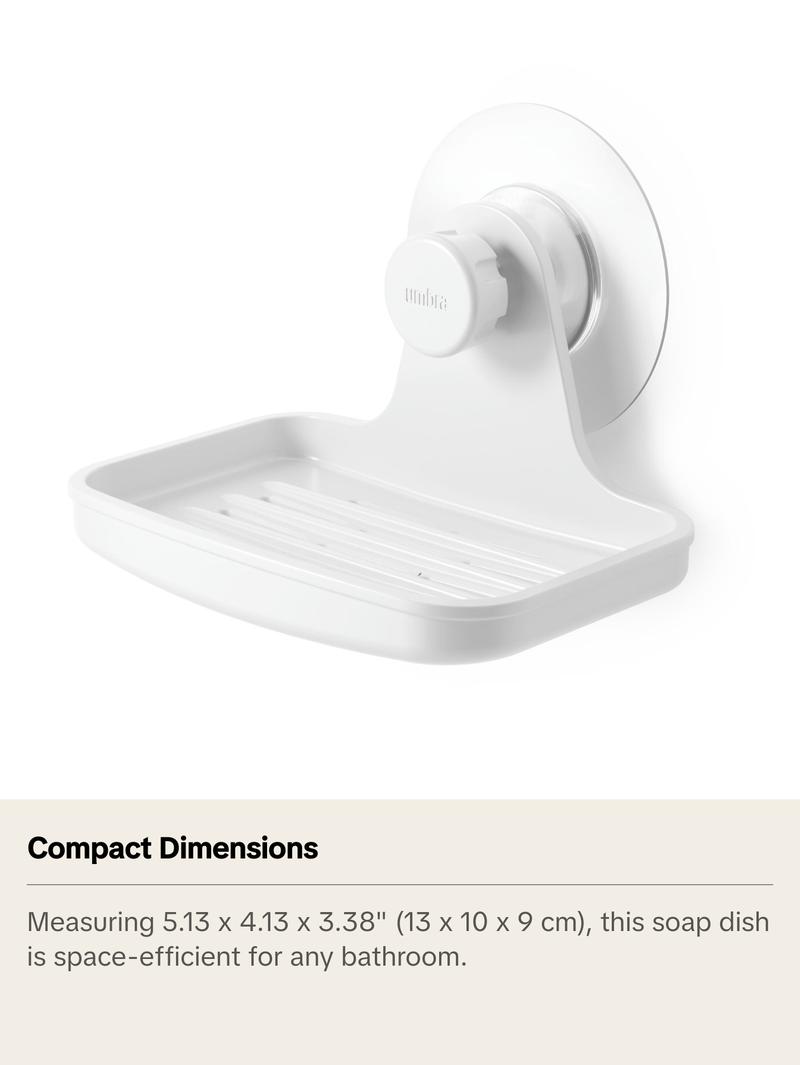 Umbra Flex Adhesive Soap Dish, Non-Damaging Installation, Keeps Soap Dry - 1 Pack Shower Bath