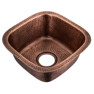 Pure Copper Hand Hammered 15 inch Atlas Dual Mount Bar Prep Sink