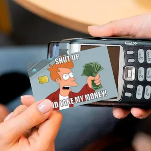 Take My Money Credit Card Skins Sticker for Transportation Key, 2PCS Debit, Credit Card Covering Personalizing Bank Card Slim, Waterproof Funny Decal use for Small Chip