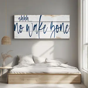 shhh No Wake Zone Sign Poster Canvas Painting, Rustic White Wood Texture Wall Art Print for Bedroom Dining Room Kitchen Farmhouse Decor Housewarming Gift Unframed