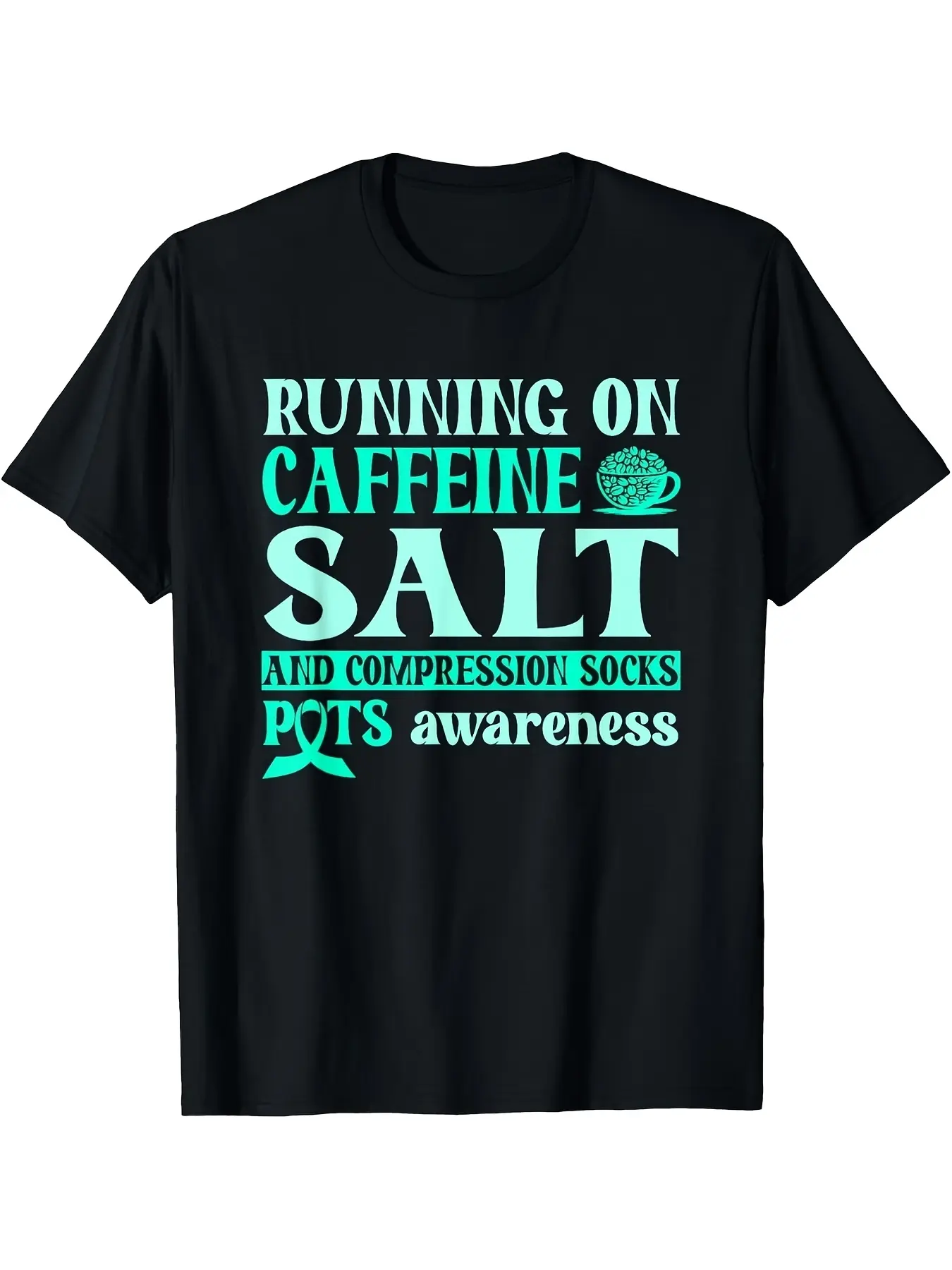 Women's POTS Awareness Short-Sleeve Graphic Tee - Funny Chronic Illness Dysautonomia Design, Polyester Knit Stretch Fabric, Breathable Casual Apparel for Gym, Travel, Shortsleeve, Round Neck, Top, Tshirt, Vintage, Fit, Tops