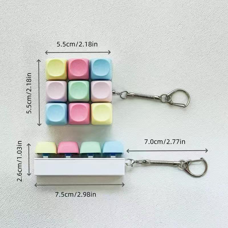 Keyboard Fidget Toy Nine-Key Clicker Keychain Anxiety Stress Reliever Autism Toy Push Bubble Sensory Fidget for Kids Adults Portable ABS Material Bright Colors Comfortable Touch