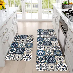 3pcs Bohemian Geometric Mat Suitable - Modern Low-Profile with PVC Backing, Non-Slip Machine Washable Decor, Neutral Colors (15.75x23.62inch19.69x31.5inch17.72x47.24inch) kitchen carpet