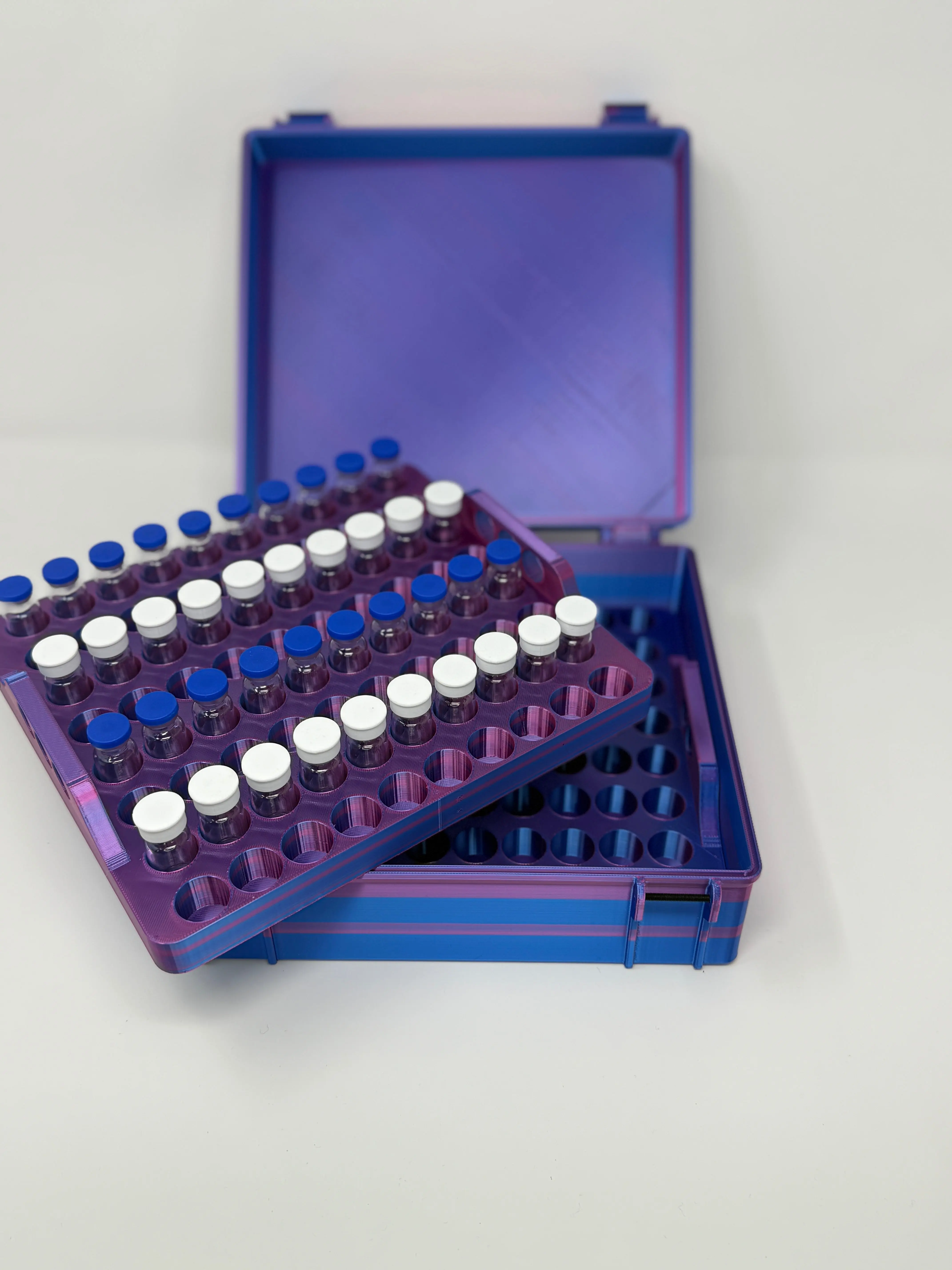 160-Vial 3mL Vial Vault Case | GLP-1 Peptide TRT Storage | 8x20 Grid