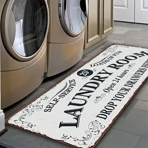 1pc Non-Slip Waterproof Runner Rug for Laundry, Kitchen, Bathroom - Machine Washable, Dirt-Resistant, Entrance Doormat - 24x71in Plastic Cover