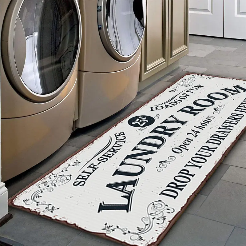 1-Piece 24x72 in Anti-Slip Waterproof Runner Rug, Polyester Flannel Plastic Cover, No Shedding, Durable, Dirt-Resistant, Machine Washable Bathroom Mat, Home Supply, Home Decor, Household Items, Room Accessory