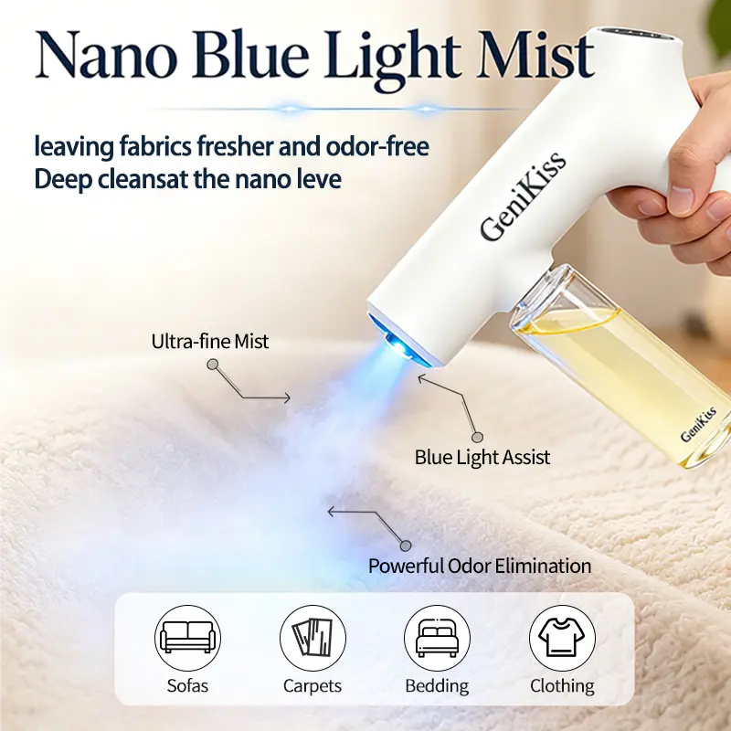 Nano blue light mist for sofas carpets bedding and clothing