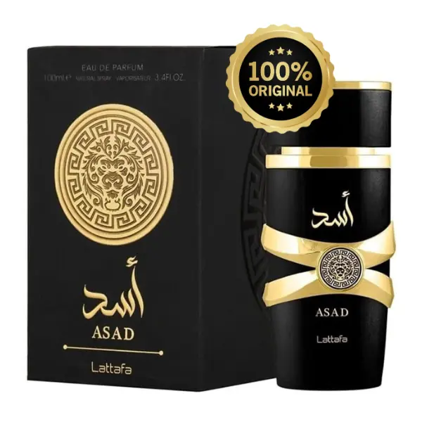 Asad Perfume by Lattafa 3.4 fl oz 100ml EDP Spray Lattafa Perfumes Asad for Men - Fragrance Cologne Scented Scent Aroma Cosmetic - Black Pepper Patchouli & Labdanum