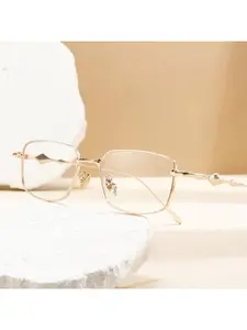 Vintage Rectangle Glasses Women Men Metal Frame Eyewear Clear Eyeglasses