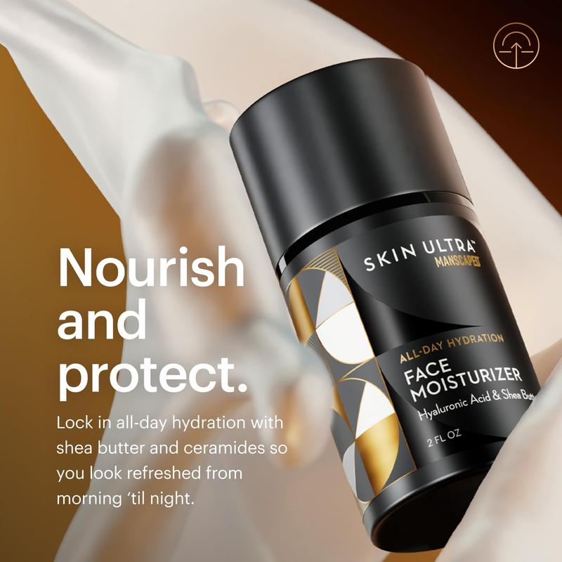 MANSCAPED® Skin Ultra™ Face Moisturizer - Men's Daily Hydrating Skincare Lotion Infused with Hyaluronic Acid, Vitamin E & Shea Butter, Non-Greasy, Fast Absorbing