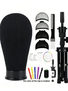 Professional Wigs Display Mannequin Head Set, Adjustable Tripod Stand, Canvas Block Head, Wig Cap, Training Base, Adult Size