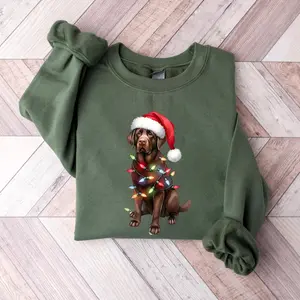 [Christmas Unisex Shirt] Christmas Chocolate Labrador Shirt, Christmas Lights Dog Tee, Christmas Dog, Lab Mom Tee, Gift for Dog Lover, Chocolate Lab Shirt, Dog Lover, Gift for Friends and Women - TShirt, Sweatshirt, Hoodie For Women And Men