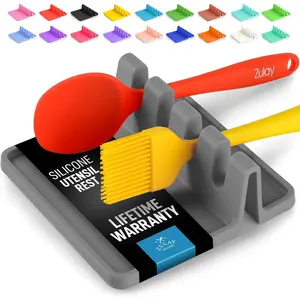 Silicone Utensil Rest with Drip Pad for Multiple Utensils, Heat-Resistant, BPA-Free Spoon Rest & Spoon Holder for Stove Top, Kitchen Utensil Holder for Spoons, Ladles, Tongs & More - by Zulay