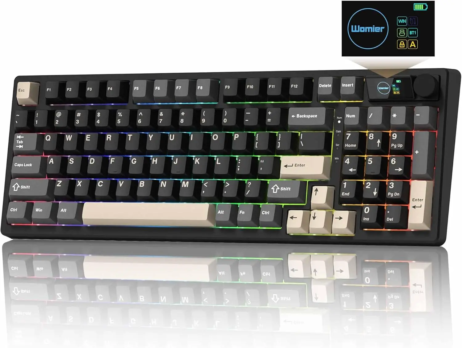 Womier M98 Wireless Mechanical Keyboard w/Screen & Knob, 96