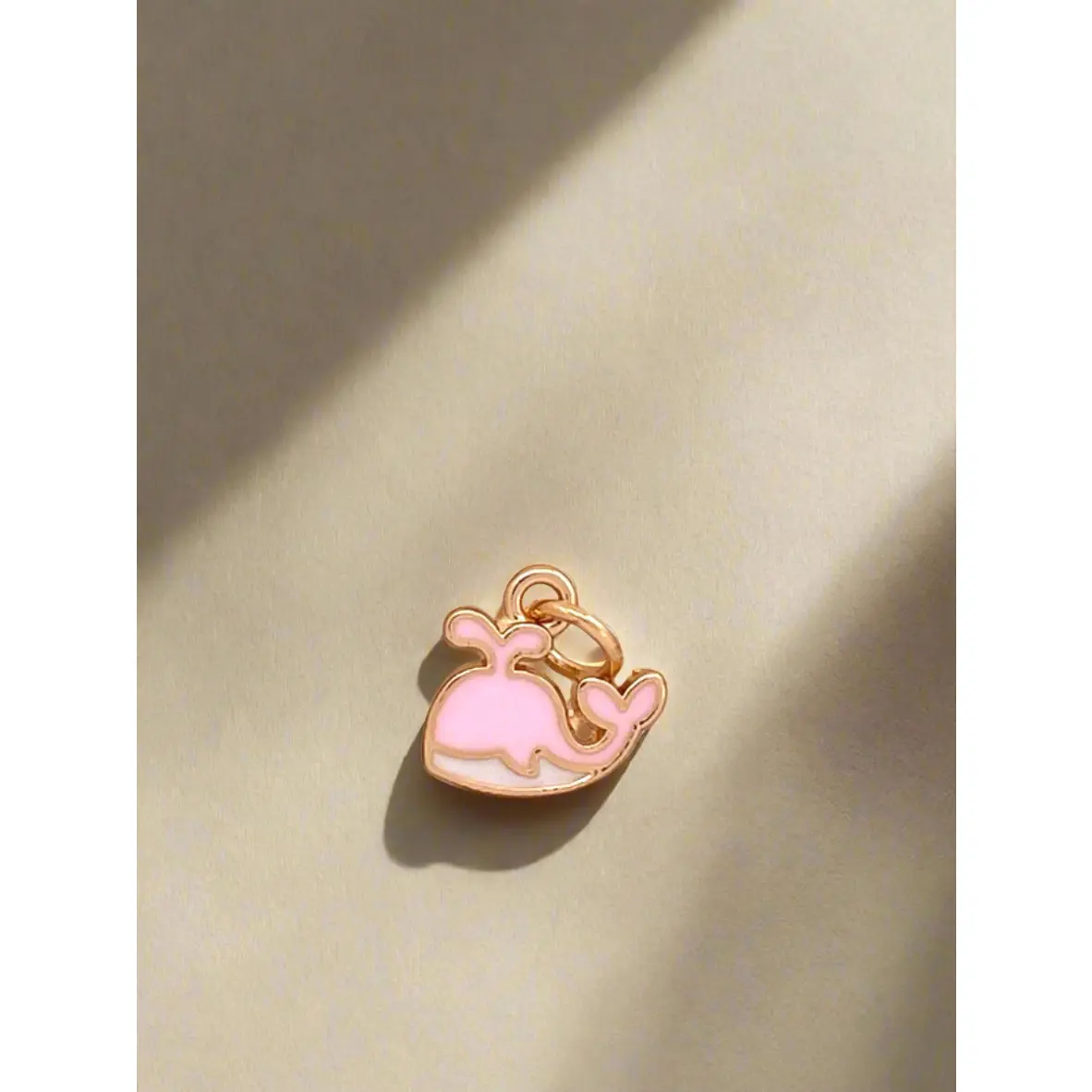Pink Splash Whale Gold Enamel Charm