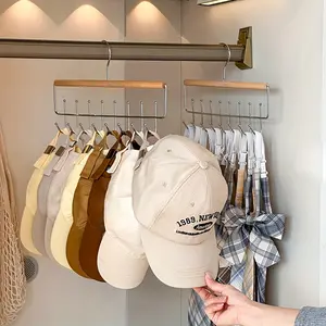 1pc Multifunctional hat storage rack, Hat Organizer, wooden clothes hanger, underwear and vest storage rack with hooks, underwear rack, balcony clothes rack, clothing store vest rack, suitable for home and dormitory wardrobes.