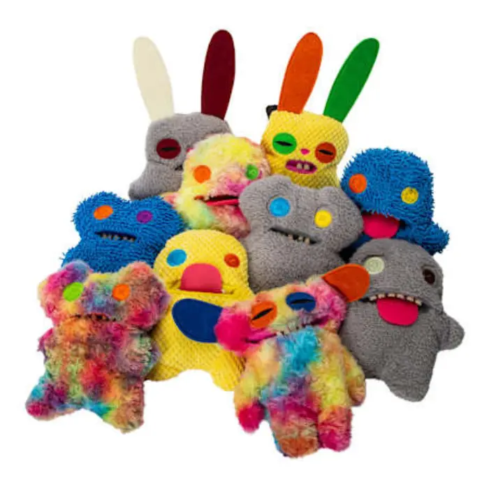 Fugglers 8-in Chew Stick Squeak Toy - Random Plush Dog Toy with Rubber Teeth, Entertains and Activates Dogs