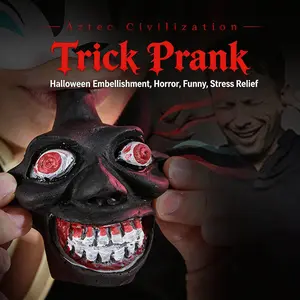 Easter Ghost Face Prank Toy, Halloween Party Haunted House Prop, Maya Culture Feather Snake God Stress Relief Funny Toy Whistle