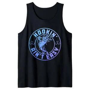 women's  Comfy Sleeveless with Fishing Print, Casual Round Tank Tops for, Graphic Tee Men's Outdoor Clothes