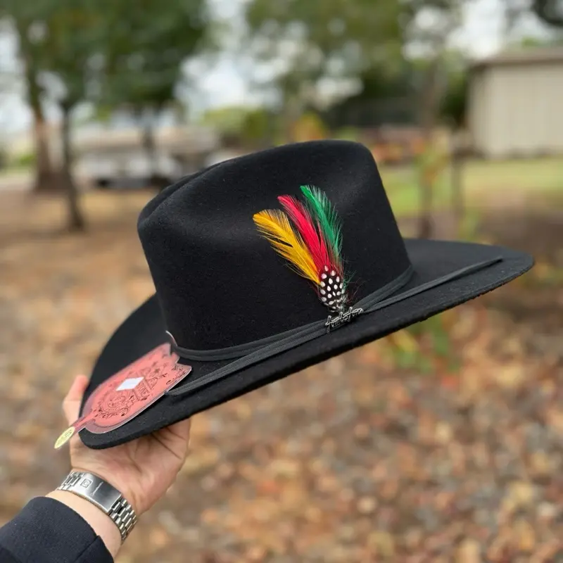 Tombstone 10x Chaparral Black Felt Cowboy Hat 3.5" Brim 4.5" Short Crown Texana