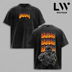 [Collection] DOOM 3- The Dark Ages Power 2026 Washed Tee for True FPS Warriors Heavyweight Cotton Vintage Game Shirt DOOM Slayer-Inspired Merch Game Fan Essential Bold Graphic Streetwear for Men Clothes Classic Apparel