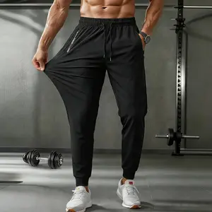 Men’s lightweight casual athletic pants with zippered pockets, soft and breathable for outdoor activities, slim fit and stylish, suitable for the gym or running