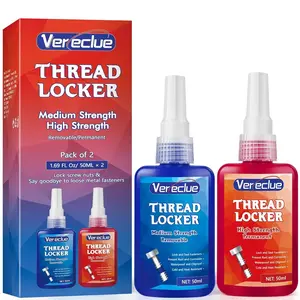 50ml Blue and 50ml Red Medium & Strong Strength Threadlocker, High Strength Screw Compound to Prevent Loosening & Corrosion for Fasteners