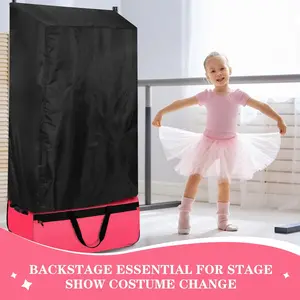 Privacy Curtain Competition Dance Bag Suitcase Black Changing Room Three Sides Portable Accessories Privacy Partition Screens Dance Suitcase Without Rack for Dance Competition Essentials (Black)