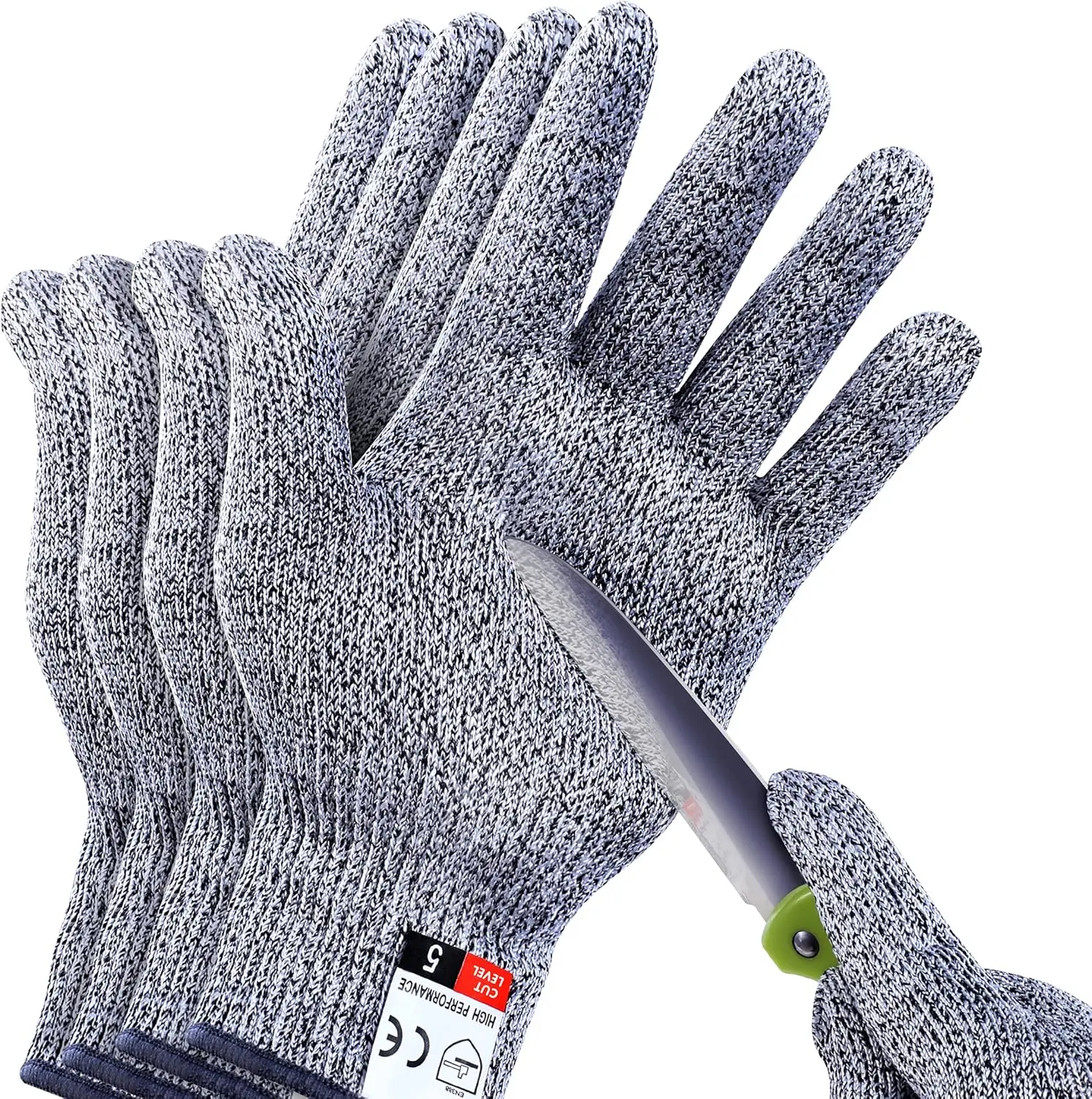 4 Pack Cut Resistant Gloves (M+L) Level 5 Protection Kitchen Gloves, Upgraded Anti-Cut Safety Gloves for Meat Cutting, Wood Carving.